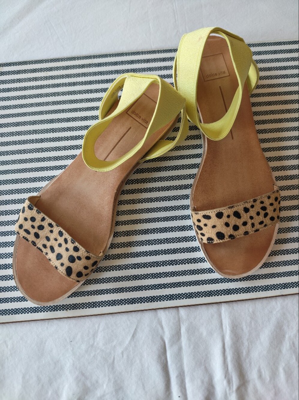 Dolce Vita Yellow and Leopard Print Women's Sandals